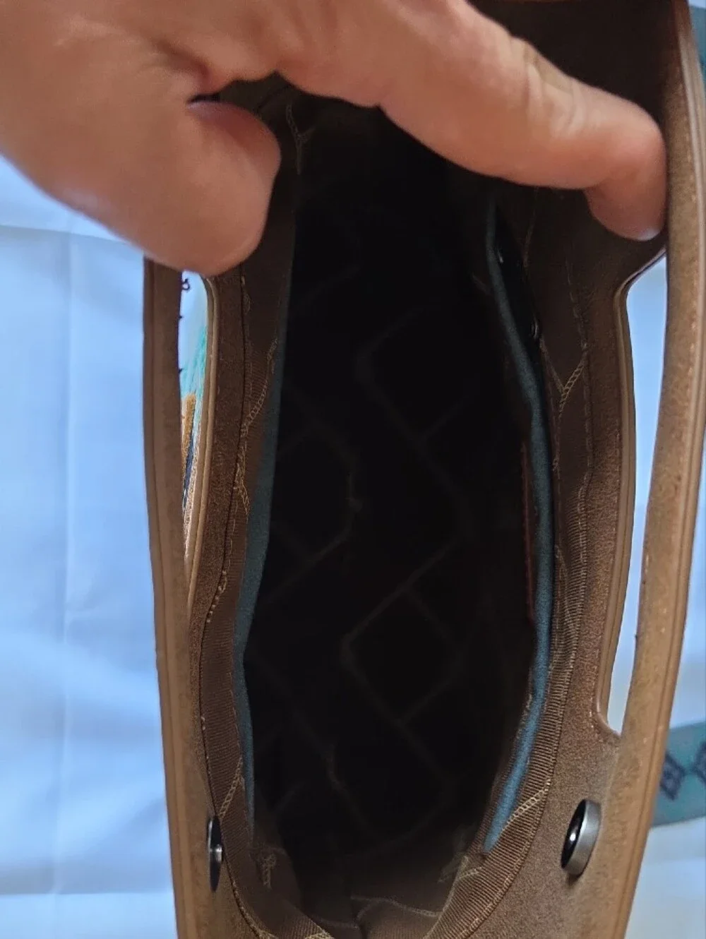Wrangler Teal & Brown Messenger Crossbody with Patterned Strap